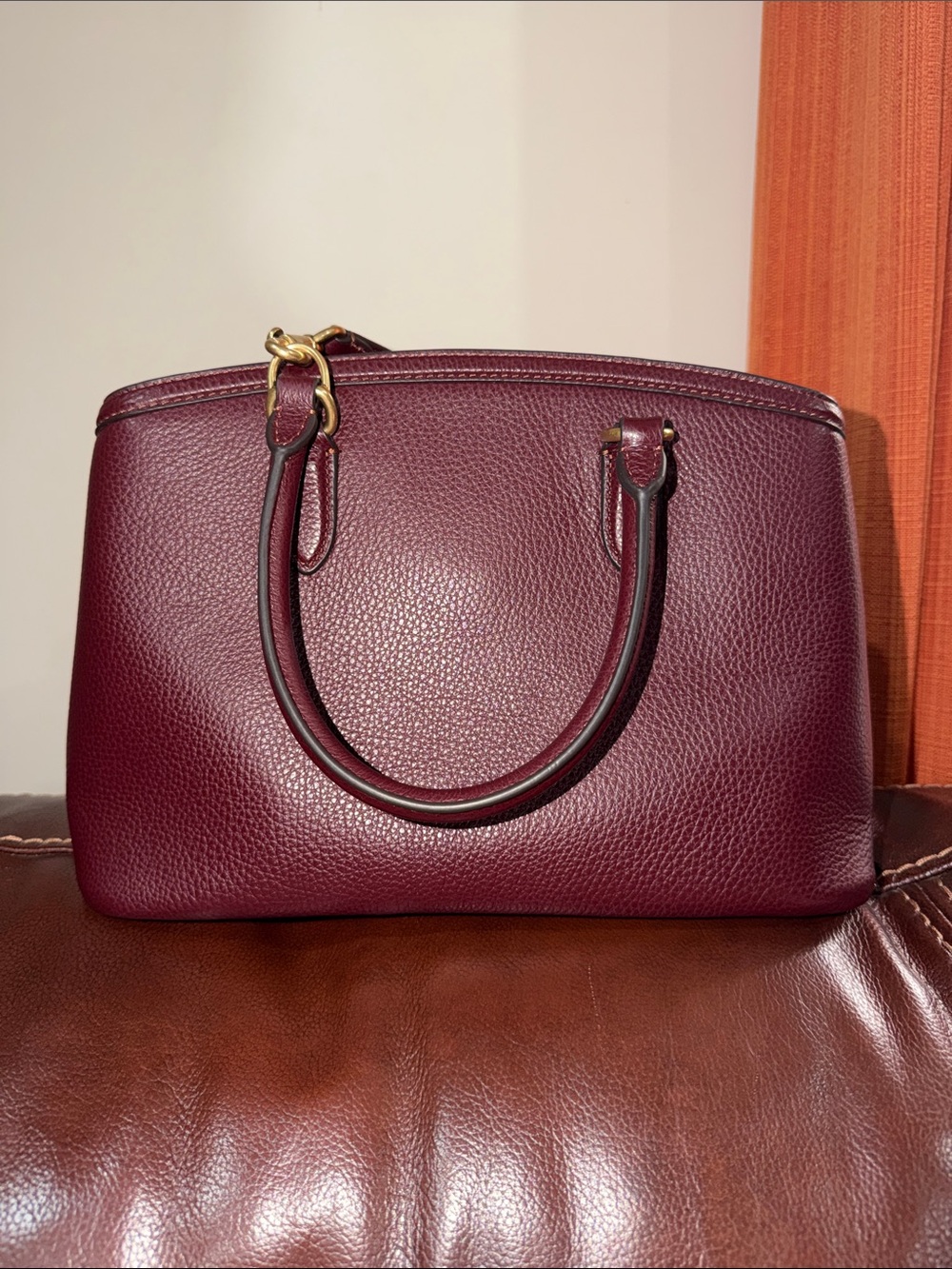 ‼️Coach Legacy Carryall 28 Merlot Leather Satchel Crossbody Bag - Picture 4 of 12